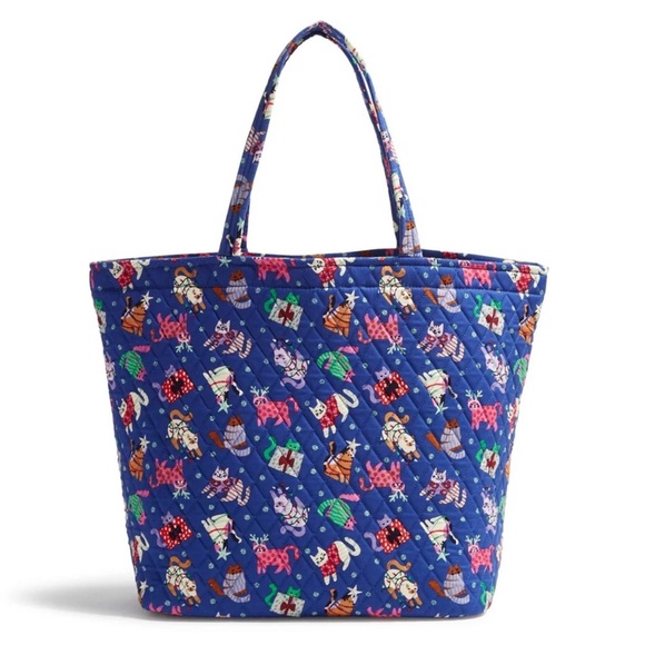 Vera Bradley Outlet Essential Grand Tote in Cotton NWT “Catnip Christmas” - Picture 1 of 3